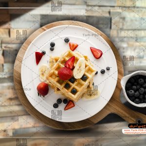 عکس با کیفیت دوربری شده بشقاب وافل